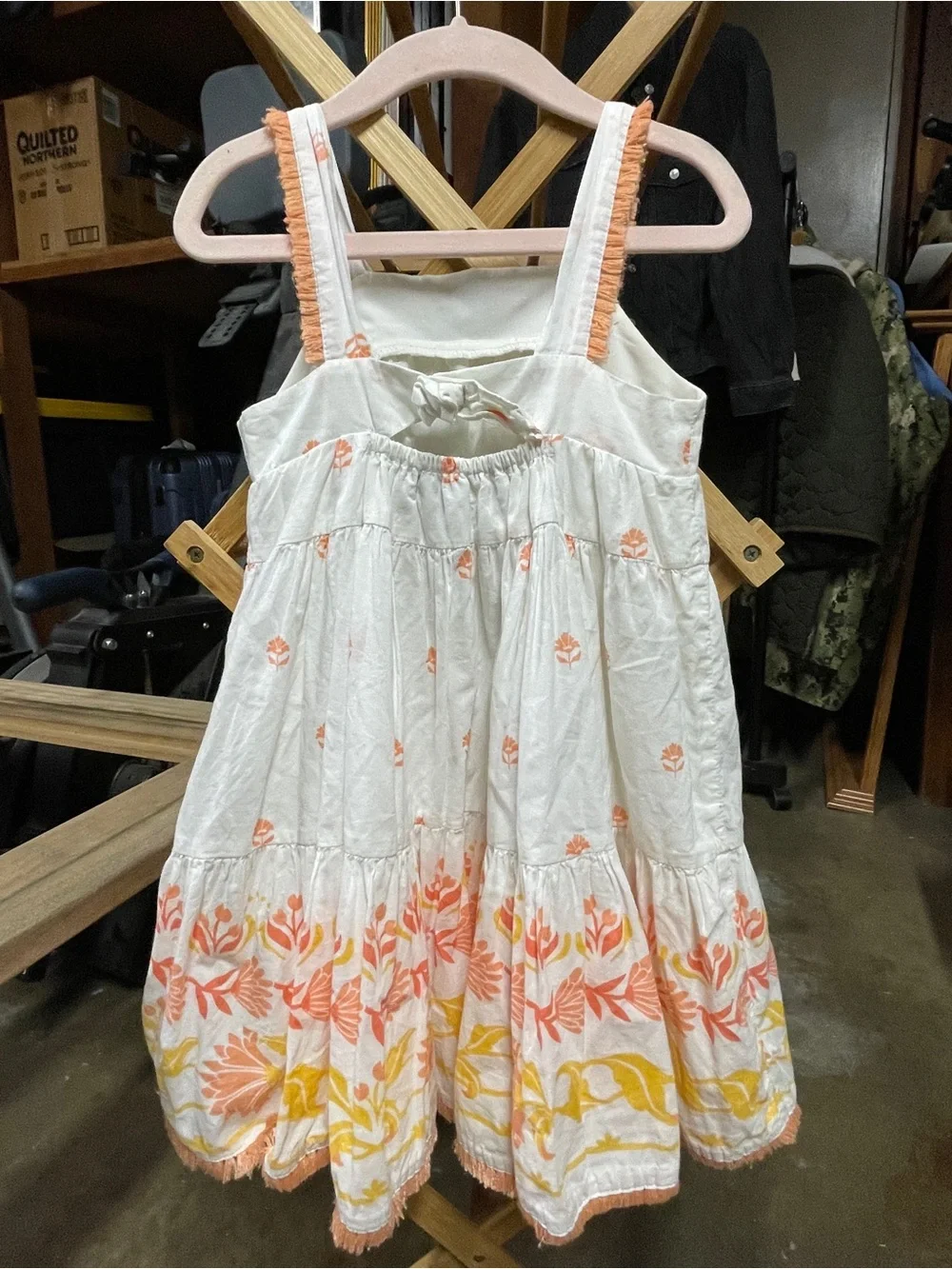 Haute Hippie Cream Sundress with Peach & Yellow Floral Border